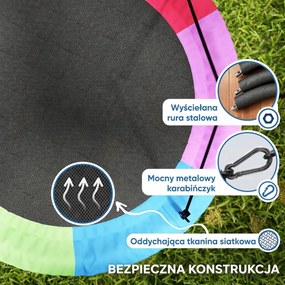 AIYAPLAY Huśtawka Gniazdo Regulowana do 300 kg z Regulowanymi Linami 100 x 100 x 180 cm Wielokolorowa | Aosom PL