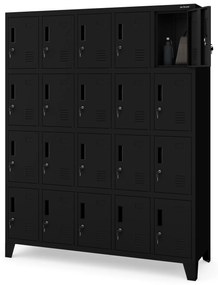 Szafa skrytkowa socjalna BHP czarna: ROBERT 1360 x 1720 x 450 mm