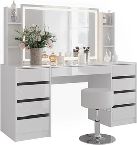 Stół do toalety biały/biały wysoki połysk 158.2x50.1x76 sherry