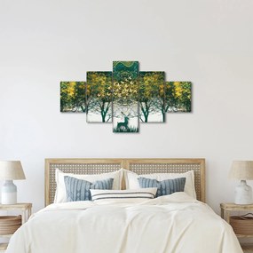 Obraz - Jelenie w zielonym lesie (125x70 cm)