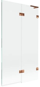 Mexen Lunar L parawan nawannowy 2-skrzydłowy prawy 100 x 150 cm, transparent, różowe złoto - 897L-100-100-60-00-P