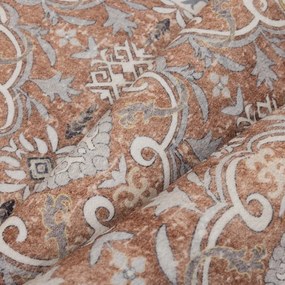 Dywan vintage INKA Ornament z Efektem Postarzenia Terakota koło 160 cm x 160 cm