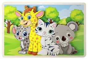 Rappa Drewniane puzzle zwierzątka, 8 elementów