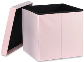 Welurowa pufa różowa z guzikami E3-R82