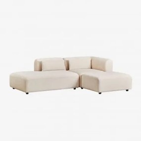 Sofa Modułowy Narożny 2-częściowy Z Lewym Szezlongiem I Pufem Fogler Sztruks Beż Lniany - Sklum