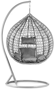 Szary fotel wiszący KOKON ze stojakiem