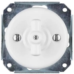 Bohemia-Design - Porcelanowy retro wyłącznik obrotowy bez ramki nr 1, biały