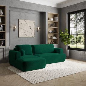 Masseno Narożnik SENTI z funkcją spania i pojemnikiem na pościel Narozniki L, Rozkładana sofa - Butelkowa zieleń, KRONOS 19