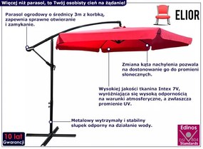 Czerwony parasol ogrodowy na wysięgniku - Tulior