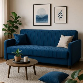 Sofa z Funkcją Spania PORTO Wersalka Rozkładana Dwuosobowa Granatowa Nowoczesna do Salonu