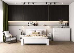 Drewianie łóżko Ediman 160x200 w dwóch kolorach do wyboru dąb sonoma oraz białe