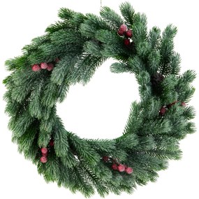Wieniec świąteczny z jarzębiną i efektem śniegu, 42 cm