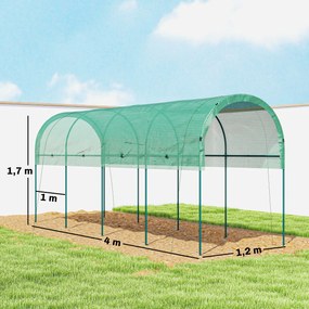 Outsunny Tunel foliowy zimowy z zakrzywionym dachem, kotwami, 400 x 120 x 170 cm, zielony | Aosom PL