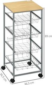HOMCOM Wózek do serwowania, wózek kuchenny, wózek, na kółkach
