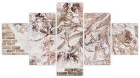 Obraz - Kwiatowy fresk na ceglanej ścianie (125x70 cm)