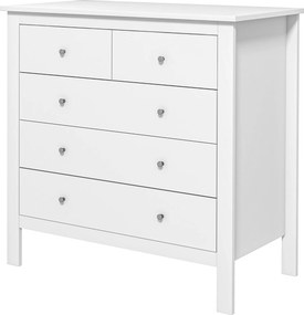 HOMCOM Stylowa Komoda 5-Szufladowa - Biały Kolor, 79x39,5x80,5cm - Praktyczny Mebel do Sypialni