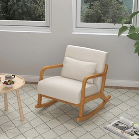 HOMCOM Fotel bujany z dodatkową poduszką w kolorze kremowobiały Wygodny i relaksujący 64,5x92x81,5cm | Aosom PL