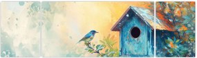 Obraz - Domek dla ptaków, akwarela (170x50 cm)
