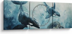 Obraz - Malowidło podwodne (z zegarem) (90x30 cm)