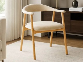 2x Krzesło dębowe Scandi line z podłokietnikami, tapicerowane Danny beige 3