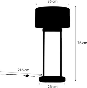 Lampa stołowa beżowa z zielonym owalnym kloszem i złotym wnętrzem 35 cm - Thijmen