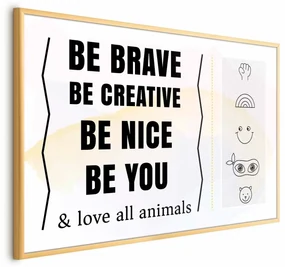 Plakat Bądź sobą 90x60 cm z ramą złotą bez marginesu ARTGEIST B