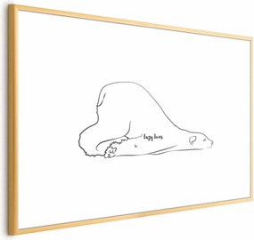 Plakat Leniwy niedźwiedź 60x40 cm z ramą złotą z marginesem ARTGEIST B