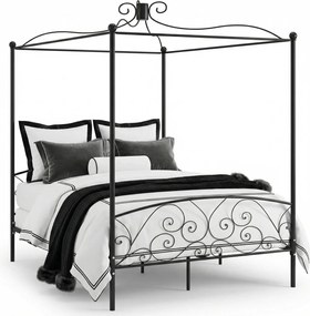 Czarne metalowe łóżko z baldachimem 120x200 cm B0-B23