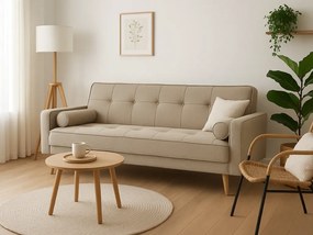 Beżowa rozkładana sofa NESTOR VELVET