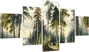 Obraz - Krajobraz lasów w stylu vintage (125x70 cm)