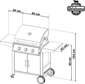 Grill gazowy OKLAHOMA BBQ, 4 palniki, z reduktorem, srebrny Penta CZ