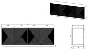 Komoda Asha 200 cm - artisan / rivier stone mat