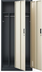 Szafka pracownicza czterokomorowa antracytowa / dąb sonoma: Eco Design KACPER, 800 x 1800 x 500 mm