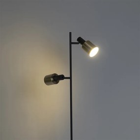 Designerska lampa podłogowa czarna ze złotem 2-światła - Stijn