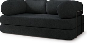 Masseno Sofa piankowa EIREN z funkcją spania, Kanapa z pianki do salonu, Bezmontażowa, Tkanina bucle – Czarny QUELLE 100