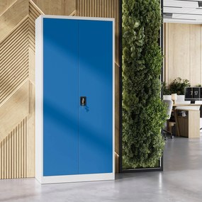 Szafa na dokumenty biurowa metalowa szaro-niebieska: JAN H, 900 x 1950 x 400 mm