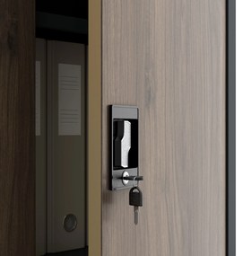 Szafa na dokumenty biurowa metalowa antracytowa/ orzech: Eco Design JAN H, 900 x 1950 x 400 mm