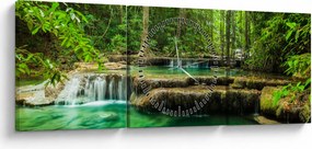 Obraz - Wodospad Erawan w Kanchanaburi, Tajlandia (z zegarem) (90x30 cm)