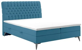 Łóżko kontynentalne BETAFO 180x200 ciemno niebieskie velvet z pojemnikiem LAVERTO
