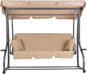Huśtawka ogrodowa 3-osobowa z funkcją spania i daszkiem Valencia, beżowy