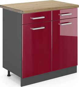 Szafka dolna do kuchni czerwony połysk 80x60x81.6 r-line