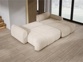 Narożnik COCO z funkcją spania, poduszkami i pojemnikiem NowOrNever 06 Kremowy