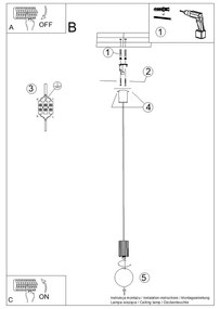 Ciemnoniebieska lampa wisząca ze szklanym kloszem ø 12 cm Orbital – Nice Lamps