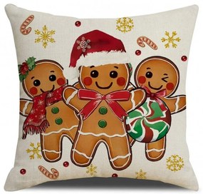 Świąteczna poszewka na poduszkę GINGERJOY 45x45 cm, beżowa