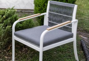 Krzesło ogrodowe Safiro z liny i aluminium – nowoczesne krzesło na taras, balkon i do ogrodu
