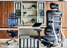 Wysokiej klasy fotel biurowy ergonomiczny ERGO 800-M, tapicerowany tkaniną mesh o jodełkowym splocie, kolory czarny, granatowy, szary. Fotel jest wyposażony w nowoczesne funkcje.