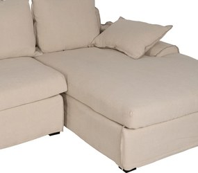 Kremowy lniany narożnik (prawostronny/z szezlongiem) – Ixia