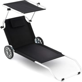 Krzesło plażowe z dachem i funkcją wózka, 150 x 60 x 90 cm