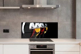 Panel szklany do Kuchni Minimalistyczne Kieliszki w Czerni