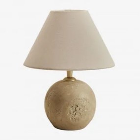 Lampa Stołowa Z Naturalnego Kamienia Marvexi Trawertyn & Biały Ø20 Cm - ↑10 Cm Menorca - Sklum